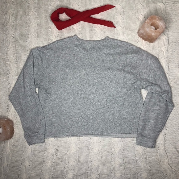 Forever 21 Not For Everyone Grey Cut off Sweater - Picture 2 of 4